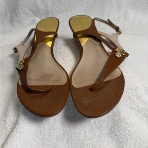 MICHAEL Michael Kors Tan Sandals with Gold Accents
